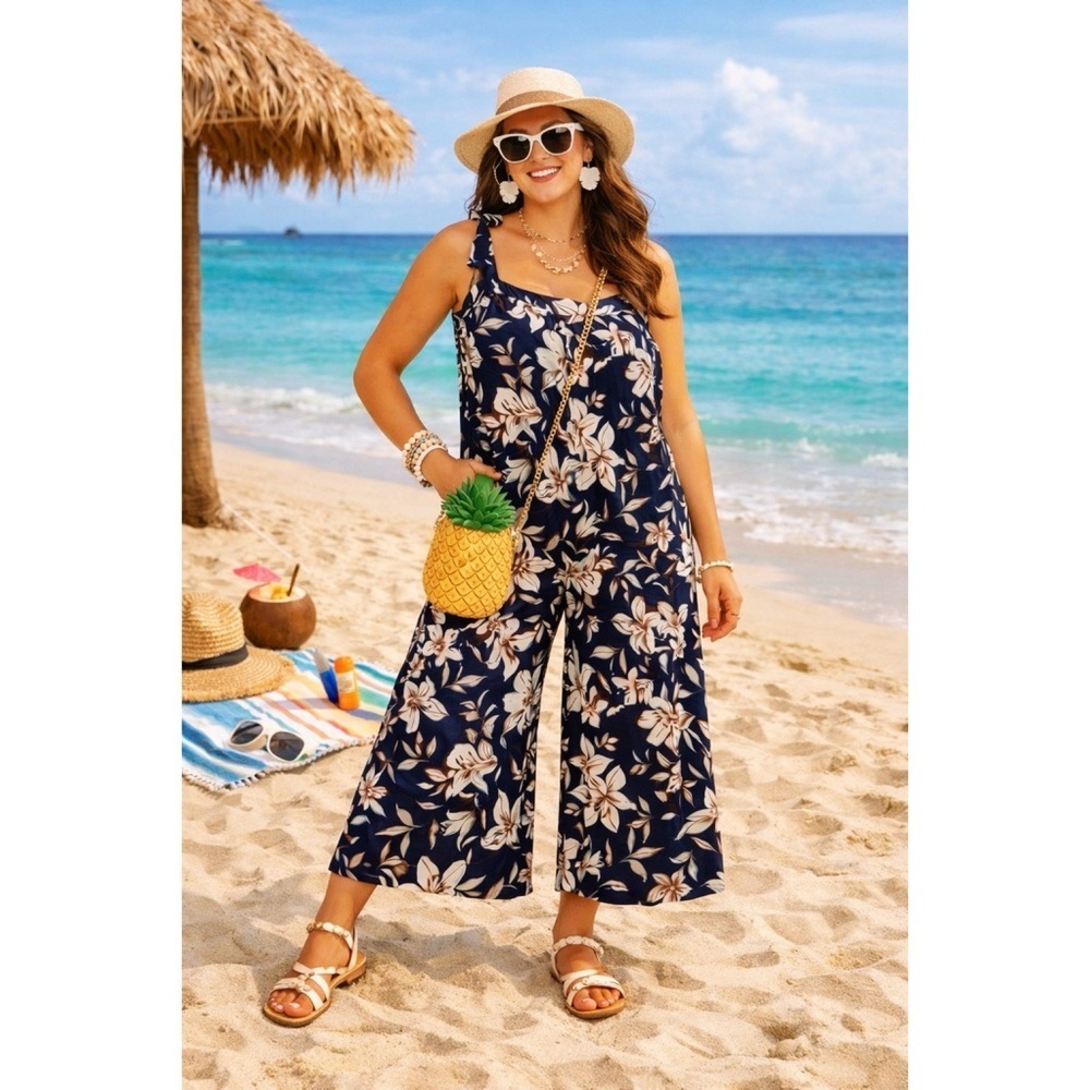 ARULA Altar’d State Black Floral Wide Leg Jumpsuit